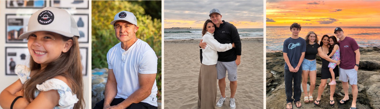 Jon with his wife and kids, wearing Clear Path gear
