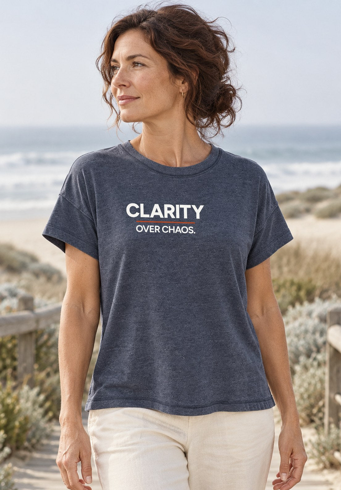 Clarity Over Chaos worn by a woman