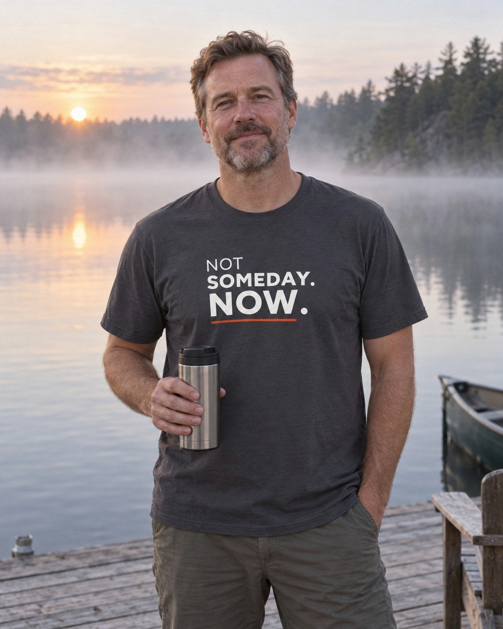 Not Someday. Now. worn by a man